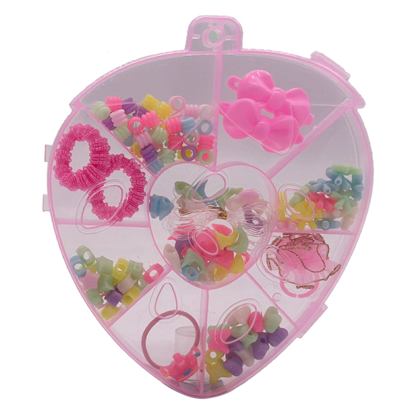 12pcs儿童DIY粉红盒糖果珠+头绳-草莓 塑料