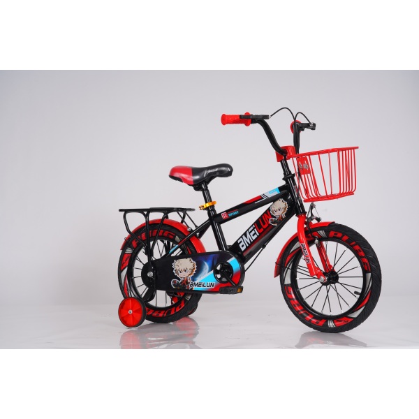 14寸儿童卡通贴纸运动带后座自行车 单色清装 金属