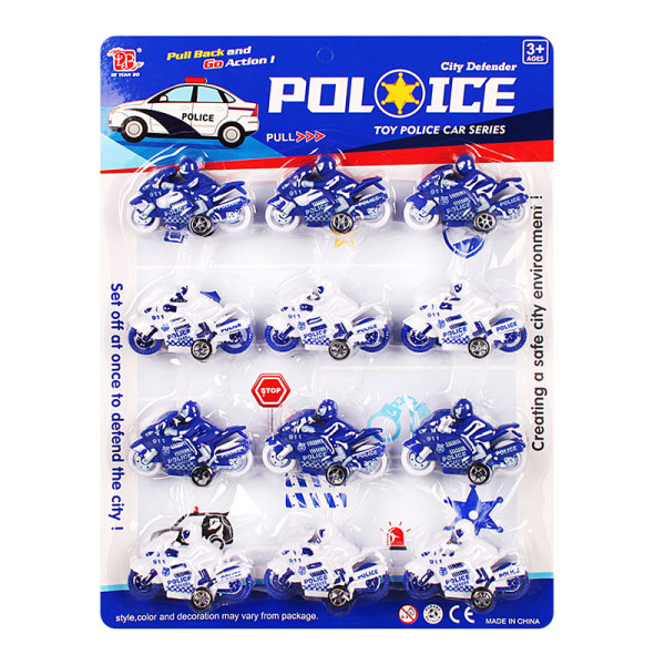 12只警察摩托车 回力 2轮 警察 塑料