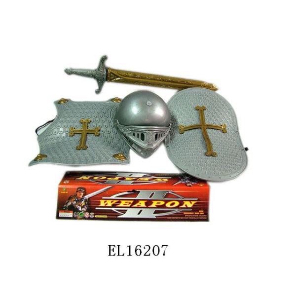 战甲+盾牌+头盔+吹瓶剑 实色 塑料
