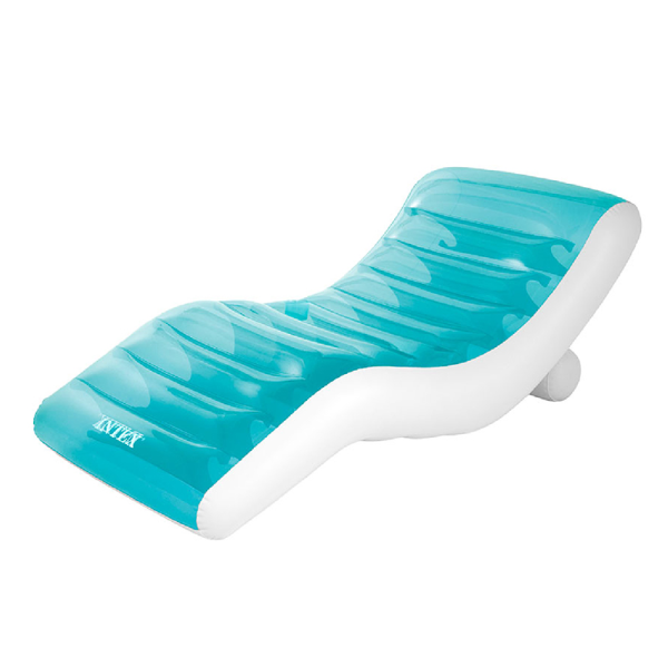 单人蓝色波浪躺椅充气水上椅子 塑料