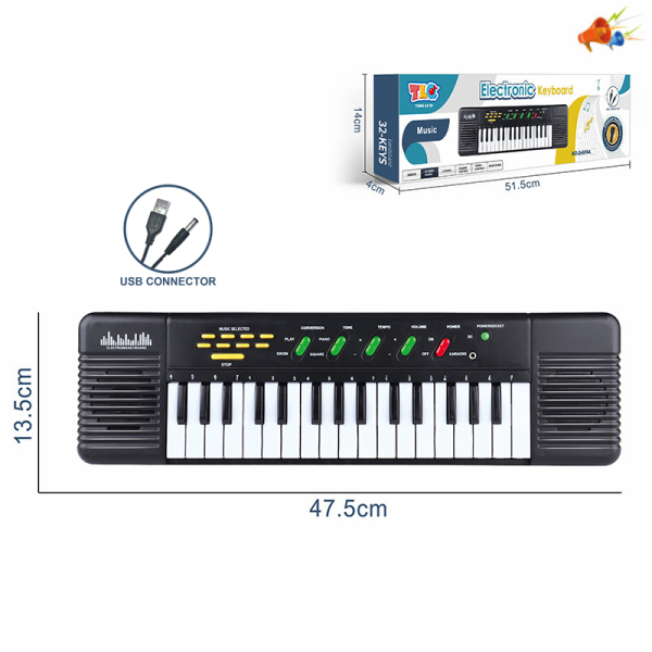 32键多功能电子琴带USB接口连接线 仿真 声音 带麦克风 可插电 塑料