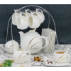 650ML简约金咖啡具配架子套装 单色清装 陶瓷