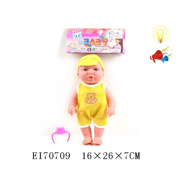 6款10寸塑胶表情娃娃带奶瓶,灯光,IC 不分语种IC 塑料