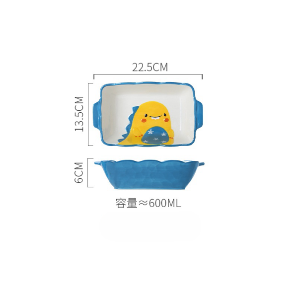 滑齿龙双耳陶瓷烤碗【22*13*6CM】 单色清装 陶瓷