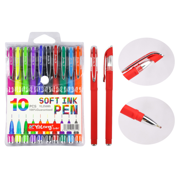 10PCS 彩色中油笔 塑料