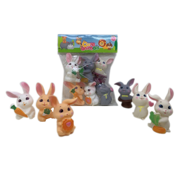 6(pcs)搪胶宠物兔 塑料