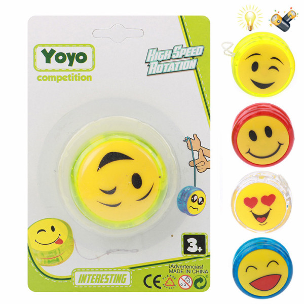 4款笑脸透明离合溜溜球 灯光 包电 实色 塑料