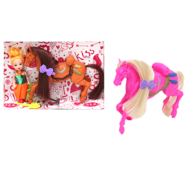 实色战马带小娃娃,梳子,树2色 静态 塑料