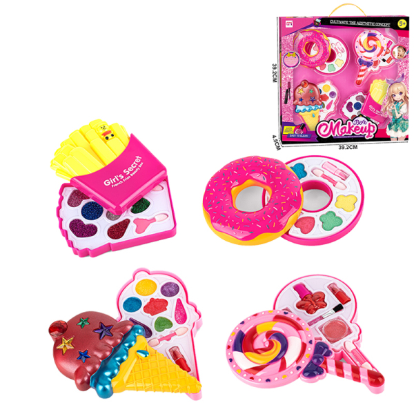 4(pcs)甜甜圈/棒棒糖/冰淇淋/薯条单层儿童化妆品 塑料