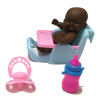 黑人娃娃带奶嘴,奶瓶,餐椅 5寸 搪胶