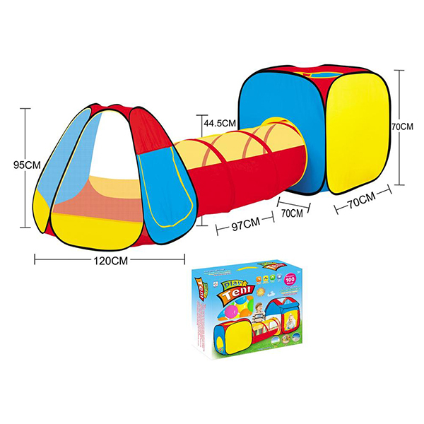 三合一儿童帐篷合体隧道爬筒游戏屋带100粒海洋球 布绒