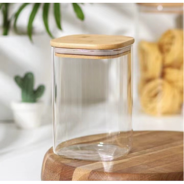8CM直径木盖玻璃零食罐 单色清装 玻璃