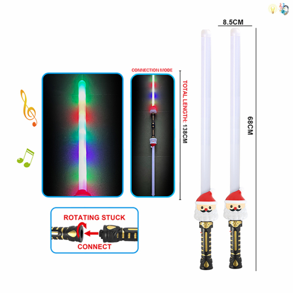 2合1圣诞老人闪光对接棒 闪光棒 灯光 音乐 不分语种IC 塑料