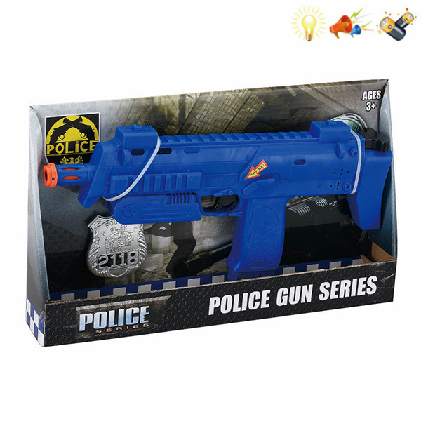 枪带警徽 电动 手枪 灯光 声音 不分语种IC 包电 实色 塑料