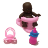 黑人娃娃带奶瓶,奶嘴,餐椅 5寸 搪胶