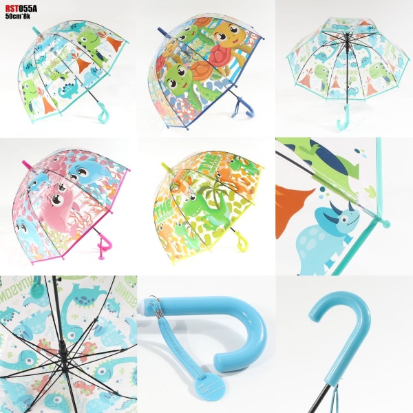 19寸8骨儿童
可爱卡通透明雨伞 混色 塑料