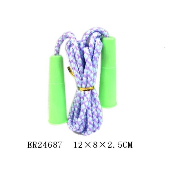 实色喇叭手柄棉绳跳绳 可调节长度 布绒