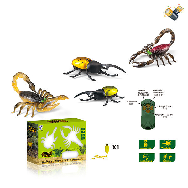 2只庄甲虫+蝎子带USB充电线 遥控 包电 塑料