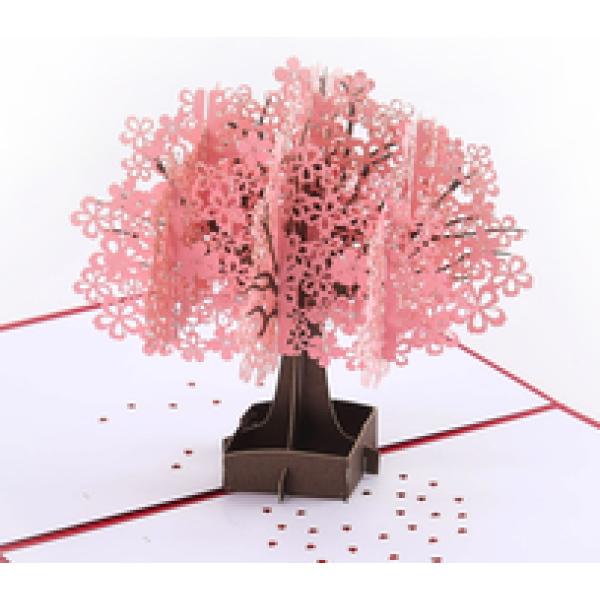 20PCS 樱花树封面粉红色贺卡 单色清装 纸质