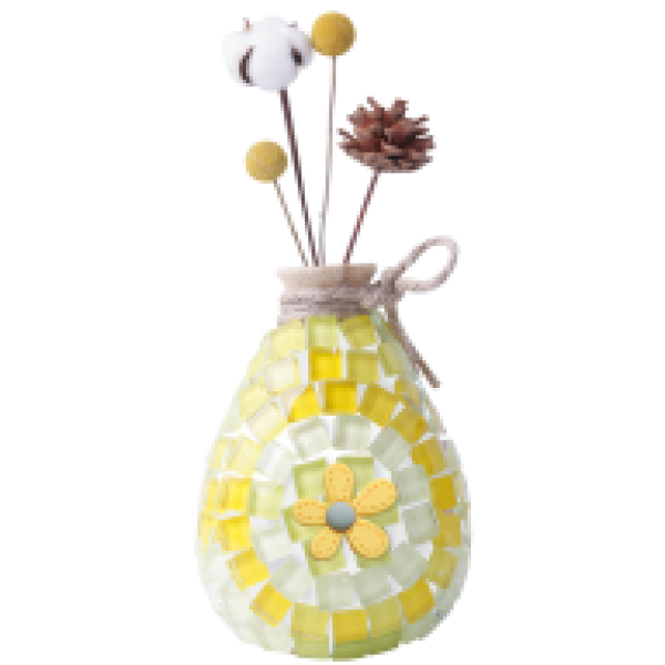 马赛克花瓶-暖黄雏菊 单色清装 纸质