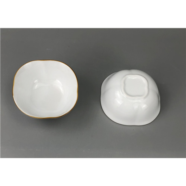 方形陶瓷花纹白碟碗 单色清装 陶瓷
