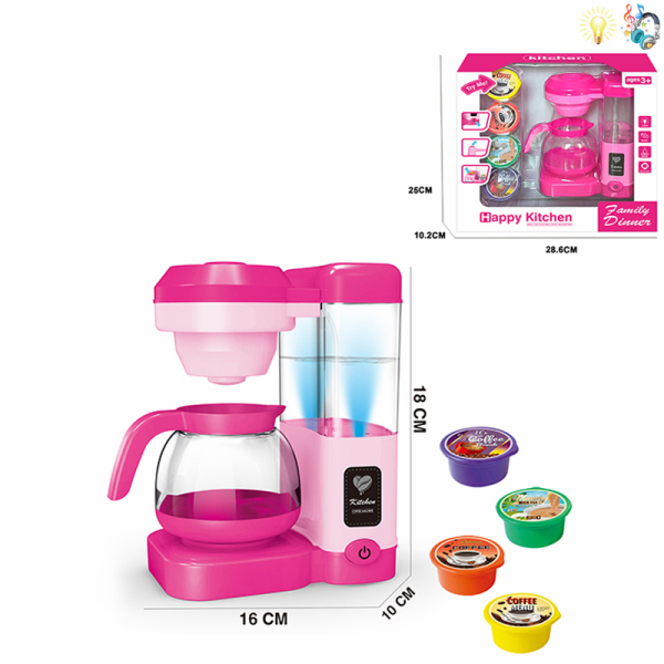 5(pcs)过家家小家电厨房玩具咖啡饮水机套装 卡通 电动 灯光 音乐 不分语种IC 塑料