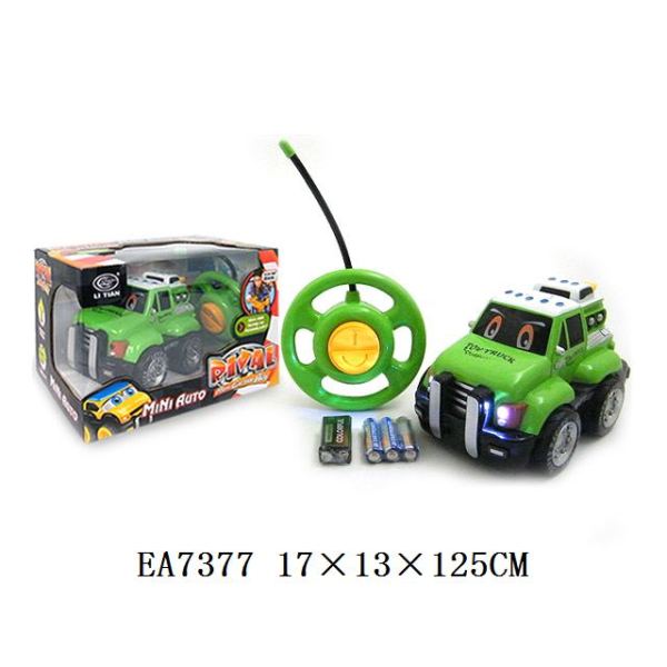 二通乌轮遥控卡通工程拖车带2灯光包电绿黄2色 2通 灯光 塑料