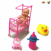肥童娃娃带婴儿床,奶瓶,奶嘴,鸭子 5寸 声音 不分语种IC 包电 塑料