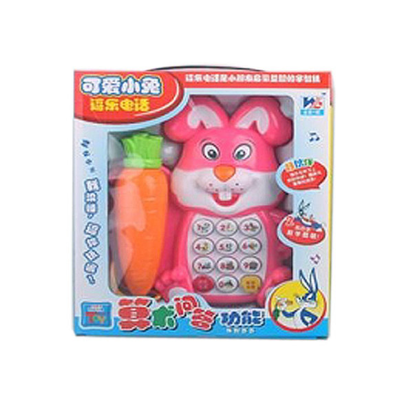 可爱小兔电话(中文包装) 电动 卡通 声音 不分语种IC 塑料