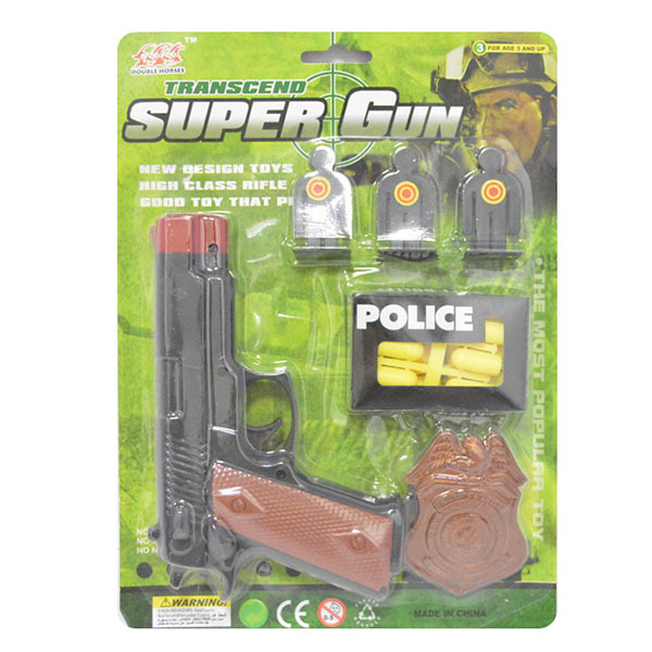 枪带警徽 软弹 手枪 实色 带靶 塑料