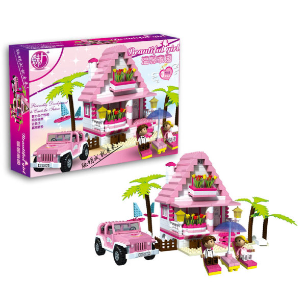 300pcs粉色公主建筑系列积木(中文包装) 塑料