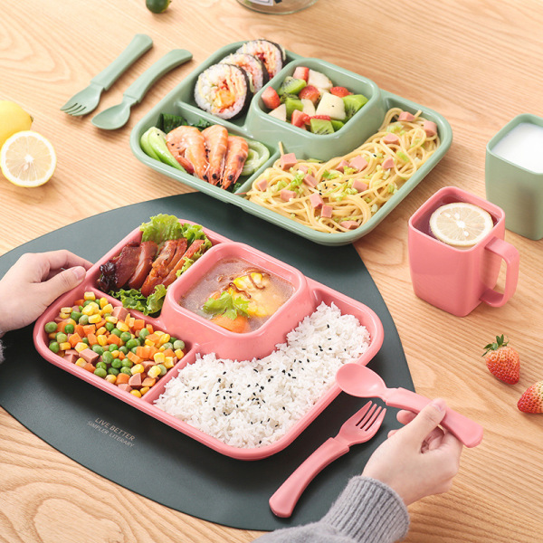 儿童餐具套装盘+刀勺 混色 塑料