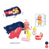 鲸鱼浴盆+搪胶中号女娃套装2色  塑料