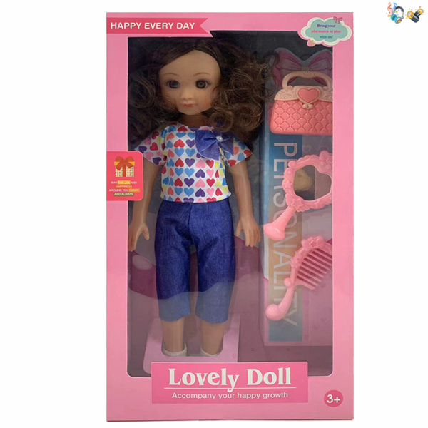 空身时尚肥童娃娃带梳子,镜子,包包 18寸 音乐 英文IC 包电 塑料
