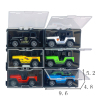 6pcs锌合金吉普车+5向无限拼接积木型透明盒 回力 1:64 黑轮 金属