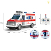 1:30救护车带USB座充器 遥控 4通 灯光 主体包电，遥控器不包电 黑轮 塑料