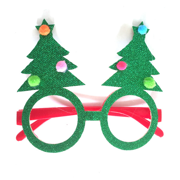 12PCS 绿色圣诞树眼镜 塑料
