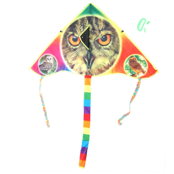 100cm彩印猫头鹰三角形风筝带线 布绒