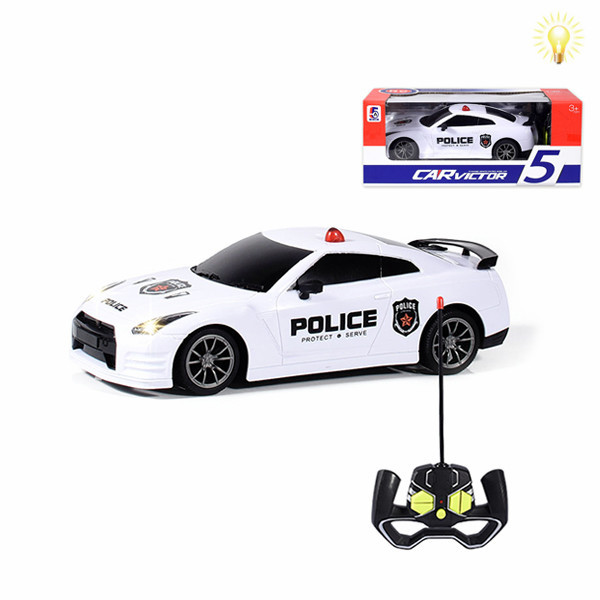 日产GTR警车 遥控 1:20 4通 灯光 黑轮 塑料