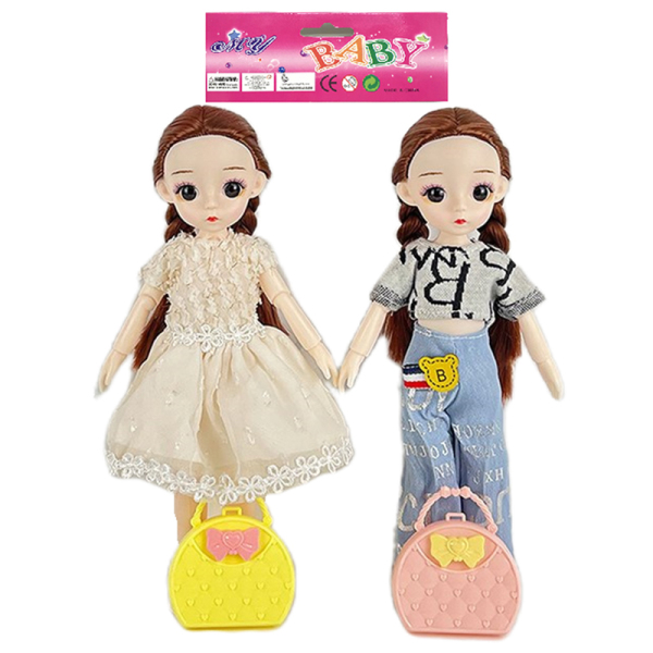 2款式高品质实身15关节3D真眼珠肥童娃娃带手提包 塑料