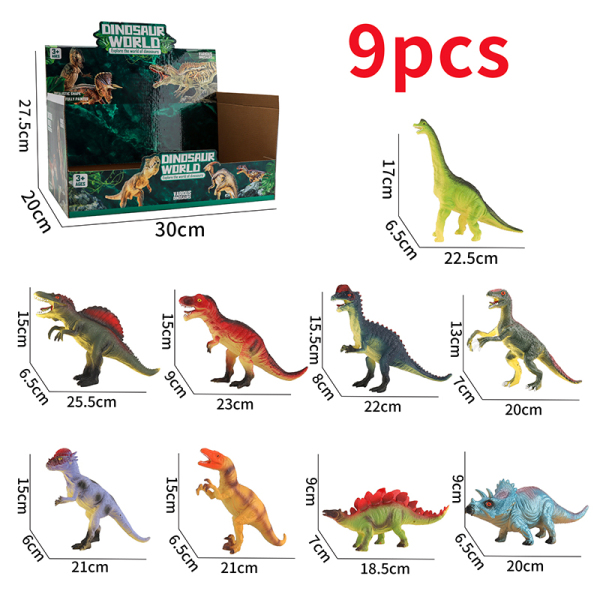 9PCS 9款式仿真恐龙 塑料