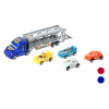 喷漆双层惯性拖头车载2只滑行甲虫车,2只滑行警车,红蓝2色 塑料