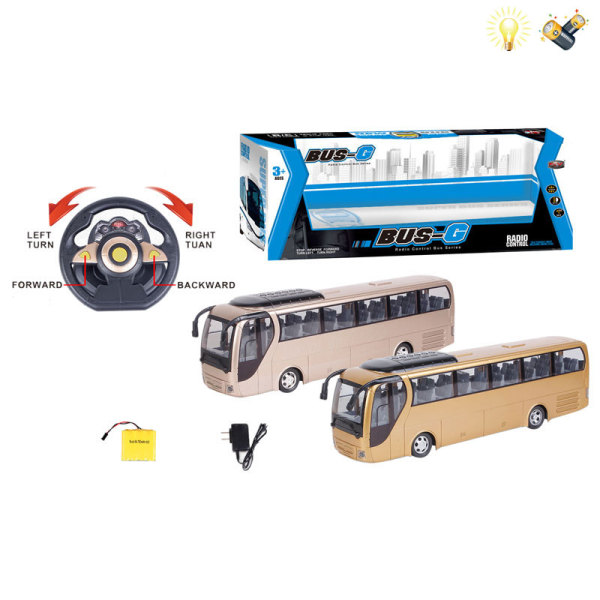 重力方向盘巴士带充电器 遥控 4通 灯光 主体包电，遥控器不包电 塑料