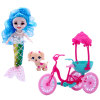 美人鱼娃娃带三轮车,小狗 3.5寸 塑料
