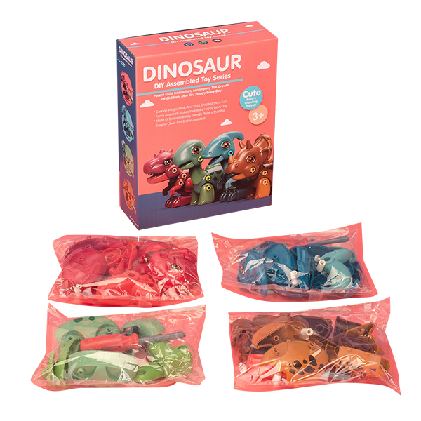 4只拼装恐龙组合 塑料