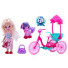 娃娃带三轮车,搪胶马,手提包,帽子 3.5寸 塑料