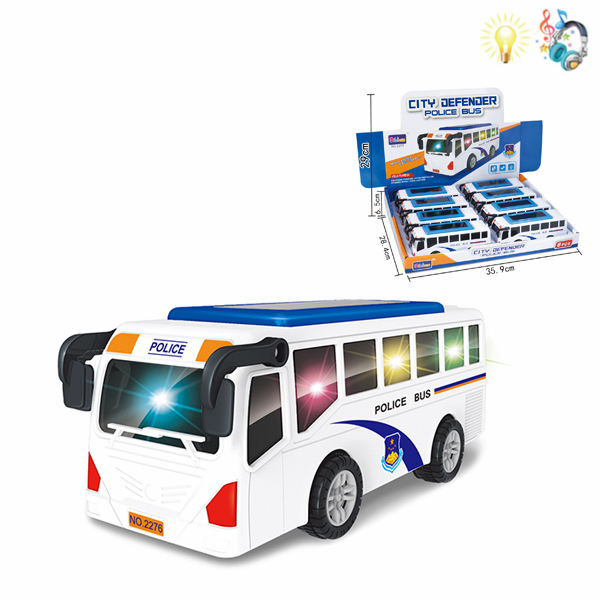 8PCS 巴士 电动 万向 3D灯光 音乐 不分语种IC 塑料
