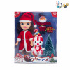 2只3D眼空身圣诞女孩肥童娃娃带雪宝,气球 9寸 音乐 英文IC 包电 搪胶