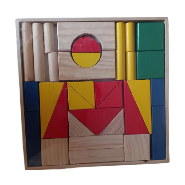 盒子积木50粒2691A2木质玩具套装 单色清装 木质